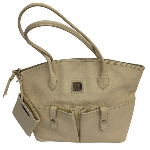 Dooney & Bourke Handbags - Dooney & Bourke Pebble Grain Tote Bag Womens Cream Leather Shoulder Bag